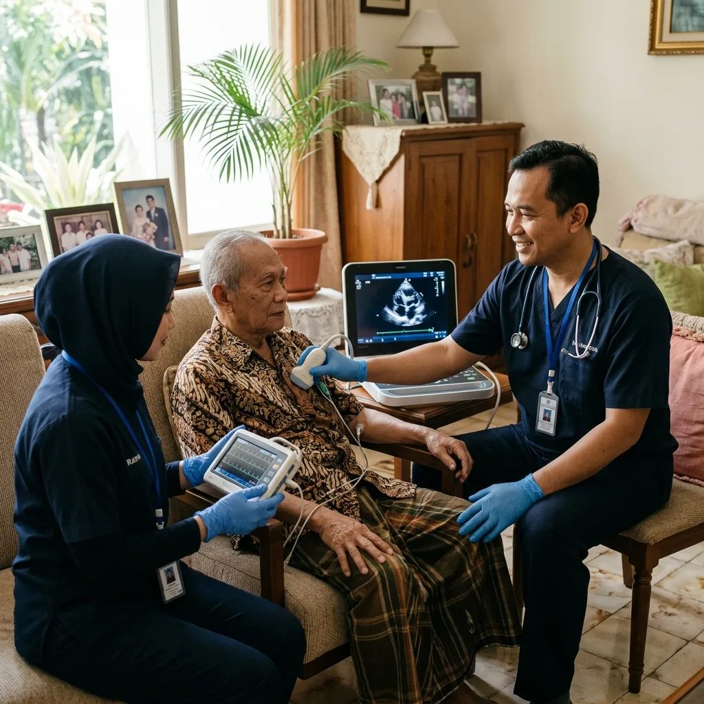 Perbedaan fungsi dan prosedur pemeriksaan rekam irama EKG serta ekokardiografi jantung lansia di rumah