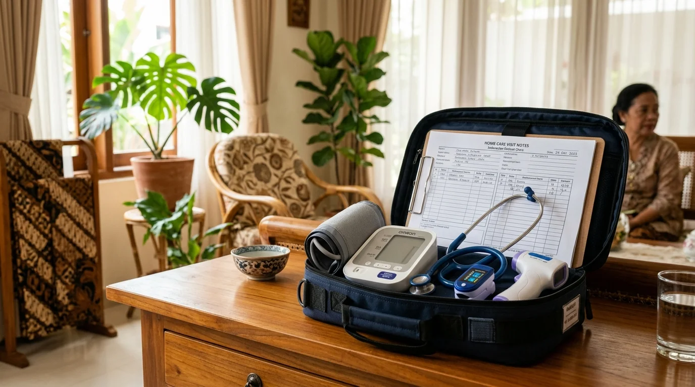 Tas peralatan medis dan instrumen diagnostik steril klinik homecare siap kunjungan rumah